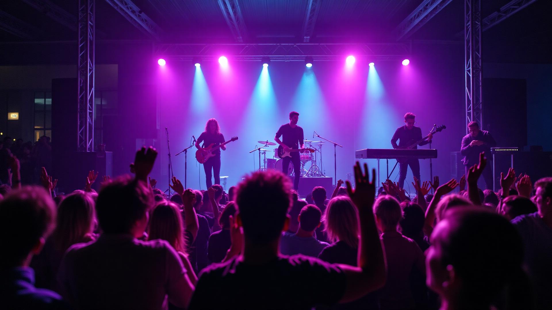 Band Marginal coverband live performance in Antwerpen met dansend publiek en sfeervolle belichting