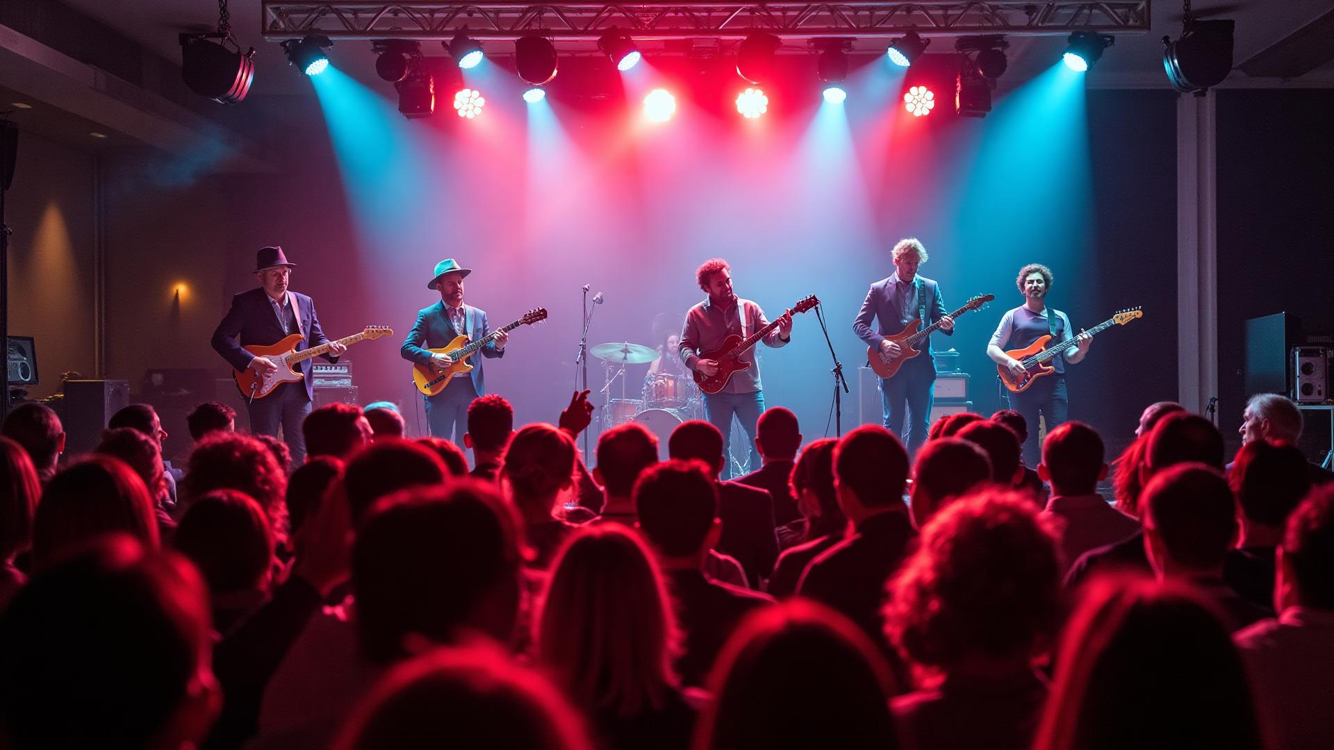 Band Marginal coverband live performance in Gent met dansend publiek en sfeervolle belichting