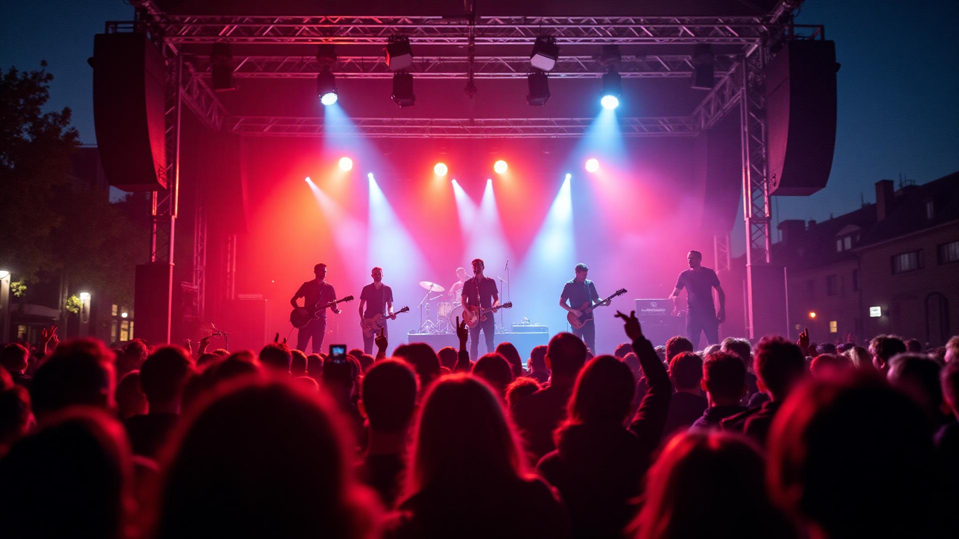 Band Marginal coverband speelt live muziek in Gent met kleurrijke podiumverlichting en feestelijk publiek